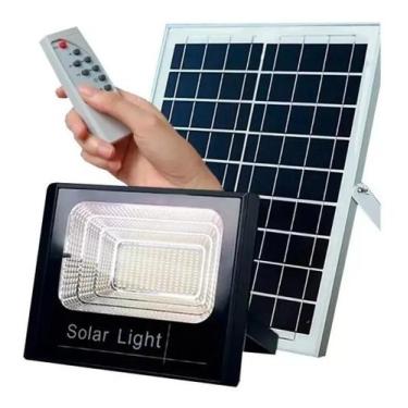 Imagem de Refletor mais placa Led Solar 300w Holofote Bateria Placa Controle Ip6
