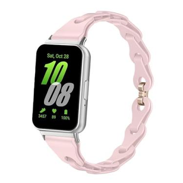 Imagem de Pulseira feminina de silicone compatível com Samsung Galaxy Fit 3, pulseiras elásticas ajustáveis, rosa, Onesize, Clássico