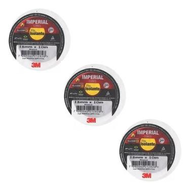 Imagem de Kit 3 Fita Isolante 3M Imperial 18MM X 10M Branca
