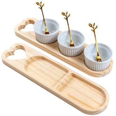 Imagem de Kit Para Molhos e Aperitivos Com Trio De Ramequin De Porcelana Branca