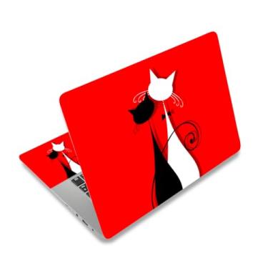 Imagem de 12.1 13 13.3 14 15.4 15.6 polegadas Laptop Skin Adesivo Universal Netbook Skin Adesivo reutilizável para notebook arte protetora decalque (gato preto e branco)