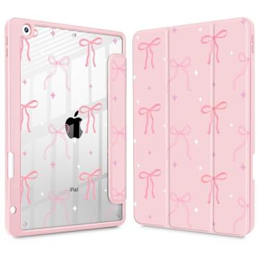 Imagem de Tuiklol Capa para iPad 10.2, versão 2021, 9ª geração, suporte embutido para lápis, suporte de três dobras, proteção de TPU (Poliuretano Termoplástico) para iPad 10.2 de 2020 e 2019 [8/7], laços rosa