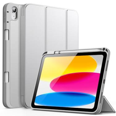 Imagem de JETech Capa para iPad (A16) 11ª/10ª Geração (2025/2022) com Porta Pencil, Case Fina para Tablet com Parte Traseira de TPU Macio, Ativação/Repouso Automático (Prata)