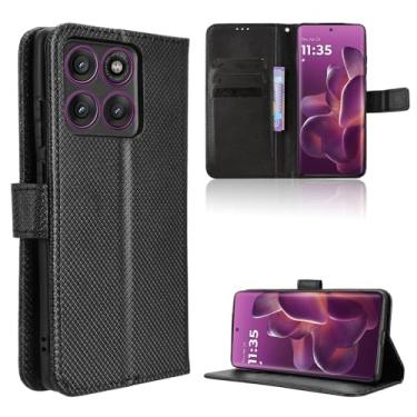 Imagem de Elubugod Capa de couro compatível com Motorola Edge 60 Pro, capa flip de couro PU compatível com Motorola Edge 60 Pro XT2507-1 capa preta