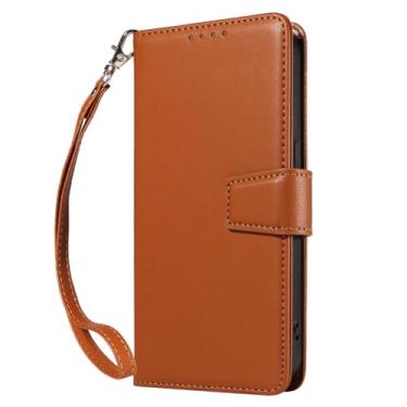 Imagem de LYJSMGZ Capa carteira para Sony Xperia 1 VII, capa de telefone com alça de pulso de couro, flip fólio, porta-cartão, ultrafina, proteção contra choque, capa interna, laranja, Xperia 1 VII