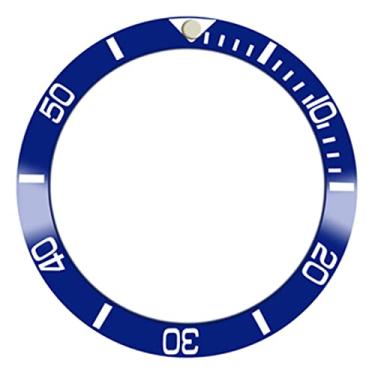 Imagem de HUAYUWA Anel de relógio com inserção de bisel de cerâmica/alumínio de 38 mm de diâmetro (com fita de 5 peças) adequado para GMT/SUB 40 mm acessórios de reparo de caixa de relógio (H, SUB, bisel de