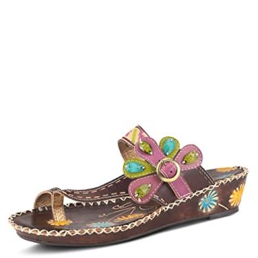 Imagem de Sandália feminina Spring Step L`Artiste Santorini Slide, Brown Nubuck, 9