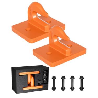 Imagem de EilxMag Pacote com 2 ganchos para trator 3/8, parafuso de aço forjado grau 70 com placa de apoio, gancho de reboque resistente para balde de trator, trailer, UTV, caminhão, máximo 6,803 kg (laranja)