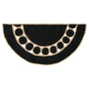 Imagem de RIANGI Tapete de juta trançado à mão – redondo de 4,5 x 8 m – Tapetes pretos reversíveis para sala de estar, quarto, sala de jantar, 4,5 x 3 m