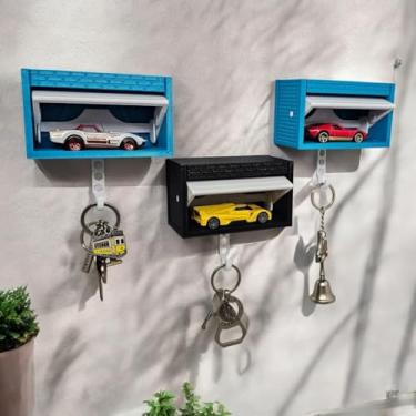 Imagem de Kit Porta Chaves Hotwheels Garagem - 3 unidades Presente, Decoração, Carro, hobbie -