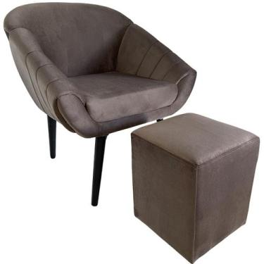 Imagem de Kit Poltrona Giovana Puff Quadrado e Almofadas em Sued Premium - Sua C