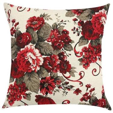 Imagem de Capa de Almofada em Linho Floral 45x45cm - Adomes