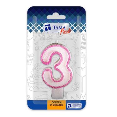 Imagem de Vela De Aniversário Número Branco E Rosa Com 10 Un. - TAMAROZZI EMBALA