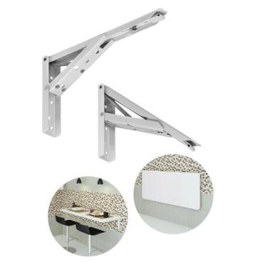 Imagem de Kit 2 Suporte Dobravel Mao Francesa Retrátil Dobrável Reforçada Tampo 