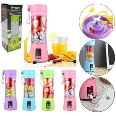 Imagem de Mini Liquidificador Portátil 380Ml 10W Bivolt - Rosa