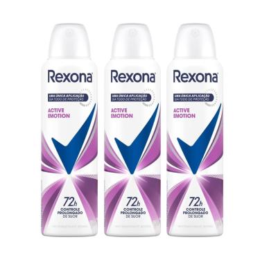 Imagem de Desodorante Antitranspirante Rexona Active Emotion Aerosol 150ml  Kit com três unidades