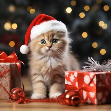 Imagem de Gorro De Natal Pet Para Gatos E Cachorros Pequeno - LIPET