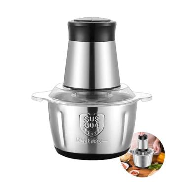 Imagem de Processador de Alimentos Elétrico Inox 2L Triturador de Legumes Carnes Temperos com Laminas 2 Velocidades Ideal para Cozinha Rápida Multifuncional 110V 1200W