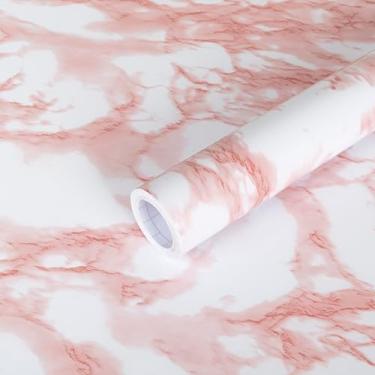 Imagem de practicalWs Papel de contato mármore branco/rosa, granito, descascar e colar, bancadas, papel de parede autoadesivo, prateleira, prateleira, artesanato, decoração de papel de parede, 89,9 cm x 299,7
