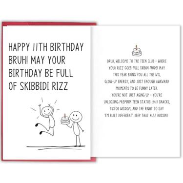 Imagem de Cartão engraçado de aniversário de 11 anos para ele, gíria da geração Z, cartão de aniversário para adolescente, presente de aniversário de 11 anos para meninos, meninas, amigos, filho, filha
