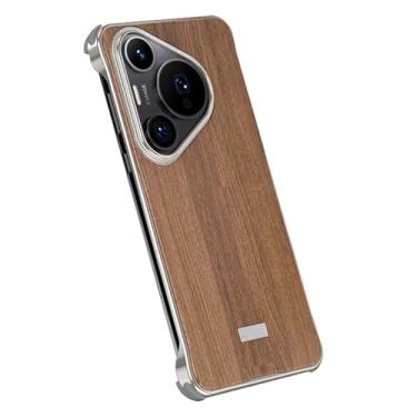 Imagem de FWYANZH Capa de metal para Huawei Pura 70 Pro +/70 Pro/70, capa de proteção fina magnética sem borda grão de madeira à prova de choque, marrom, 70
