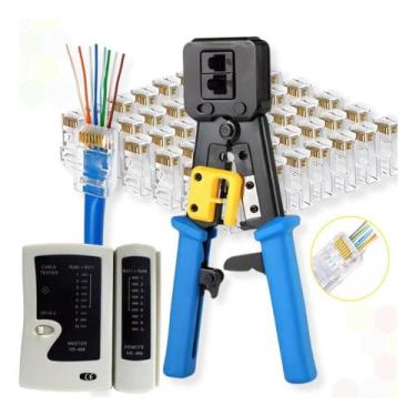 Imagem de Kit Alicate Crimpador EzCrimp + Testador Rede + 100 Conectores RJ45 Va