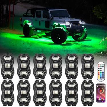 Imagem de Tequison 16 milhões de luzes coloridas de rock para caminhões - kit de LED RGBW controlado por APP e RF, cápsulas de alumínio de feixe largo de 180°, 20 modos dinâmicos com sincronização de música, à