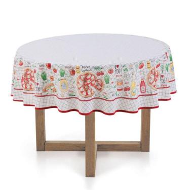 Imagem de Toalha de Mesa Redonda 160XR 100% Algodão Karsten - Pizzaria - Pizzaria