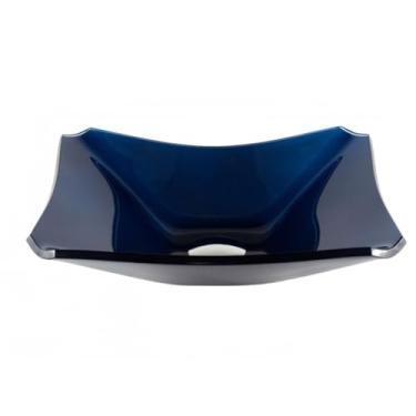 Imagem de CUBA DE VIDRO RETANGULAR MODELO RETRO 38CM PARA BANHEIROS E LAVABOS MODELO DE APOIO 8MM (AZUL MARINE)