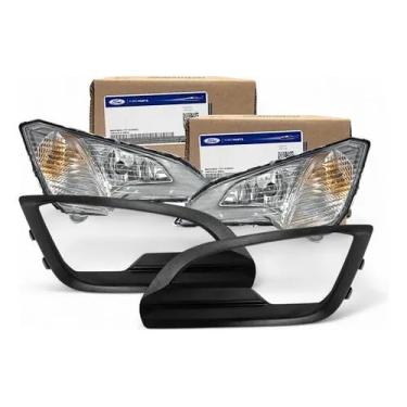 Imagem de Par Farol de Milha com Moldura Original Compatível com Eco - sport 2017 a 2021 com Lâmpadas GN15-13B221-BD6 / GN15-13B220-BC6