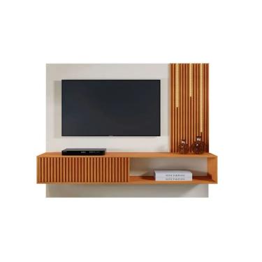 Imagem de Painel para Tv até 55" Málaga com Led 1 Porta Naturalle/Off White
