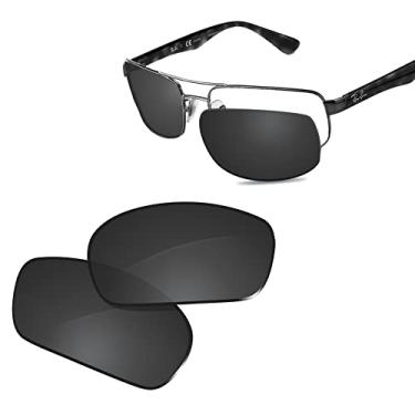 Imagem de Glintbay Lentes de óculos de sol de substituição 100% precisas para RayBan RB3445-61 - preto avançado polarizado