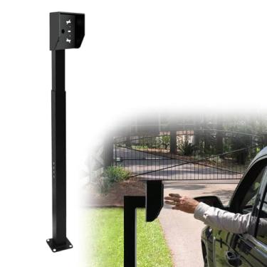 Imagem de Poste de montagem de teclado resistente atualizado, altura ajustável de 83.8-114.3 cm pedestal de montagem de teclado para sistemas de abertura automática de portão ao ar livre