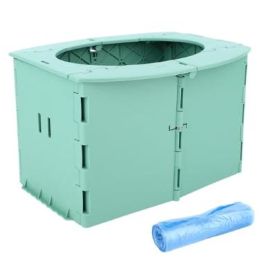 Imagem de Assento Penico Portátil, Vaso Sanitário Dobrável para Treinamento Viagens Cadeira Penico Dobrável Reutilizável com 1 Rolo Limpeza Sacos para Crianças Acampamentos Viagens Carro Aéreas (Verde)
