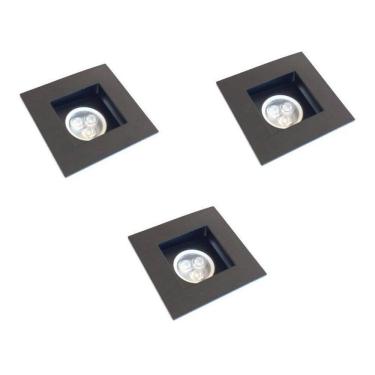 Imagem de Kit 3 Spot Embutir Recuado Mr11 Mini Dicroica Preto Alz60