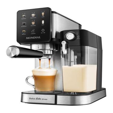 Imagem de Cafeteira Espresso Mondial Dolce Latte Preto Com Inox C-28-ECL 1350W 220V