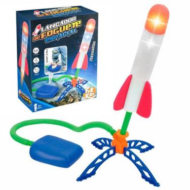 Imagem de Lança Foguete Espacial Infantil Brinquedo Com Luzes Led Base Ajustável