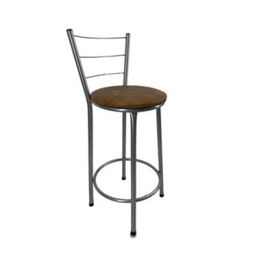 Imagem de Kit banqueta alta prata cozinha americana gourmet bistrô bar - FortMix
