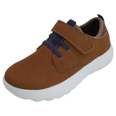 Imagem de Sperry Tênis infantil Coastal Break Junior Skiff – Couro PU com gancho e laço de cano baixo para meninos e meninas, leve infantil casual com sola que não marca, Castanho, 18