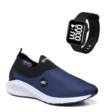 Imagem de Combo Tênis Ortopédico Unissex Com Relogio Quadrado Conforto e Leveza para Caminhada, Academia-Unissex