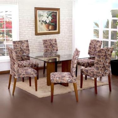 Imagem de Kit 6 Capas para Cadeiras de Jantar Floral Decorativas - Decoralle