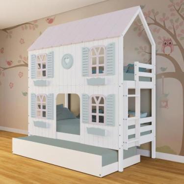 Imagem de Treliche Casinha Bela com Coração 4 Janelas Venezianas - Madeira Maciç