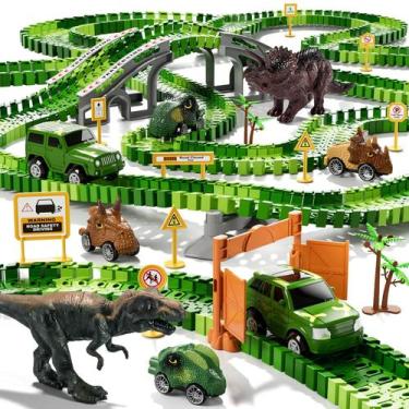 Imagem de Brinquedos de corrida Dinosaur Race Car Track iHaha 169 unidades para 