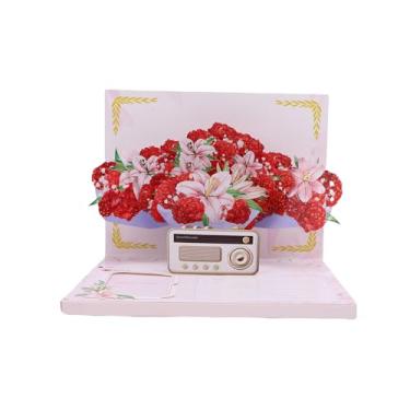 Imagem de Diydeg Pop Up Cartões De Aniversário, 3D Cartão Floral 3D Feliz Aniversário Cartões Com Gravação, Cartão De Buquê De Flor para Aniversário Dia Mãe Aniversário Presente