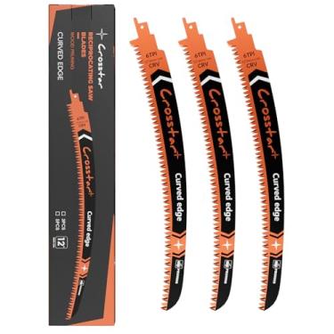 Imagem de Crosstar Lâminas de serra alternativas com borda de arco de dentes japoneses de 30,5 cm - Lâminas de poda de madeira 6TPI para aparar árvores, corte de galhos, pacote com 3