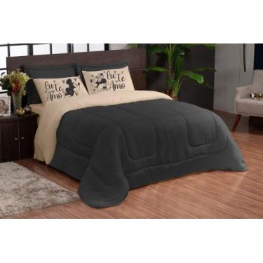 Imagem de Edredom eu te amo avela preto 05 peças casal queen box dupla face - TH