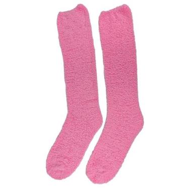 Imagem de Meia Pelúcia Feminino Adulto 3/4 Cano Alto Longa Inverno Proteção Frio