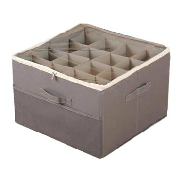 Imagem de DimyFew Organizador de sapatos para armário com alças, portátil, dobrável, com tampa transparente, caixa de armazenamento de sapatos para saltos, quarto, Cinza