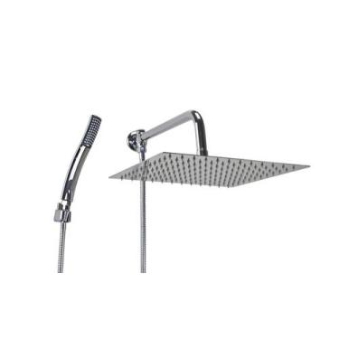 Imagem de Ducha Inox 30x30 cm c/ Desviador e Chuveirinho de ABS c/ Trava - AMG M