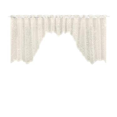 Imagem de Cortina Bando Renda Cascata Cozinha Floral Bege 2,95X1,00 - Beija Flor